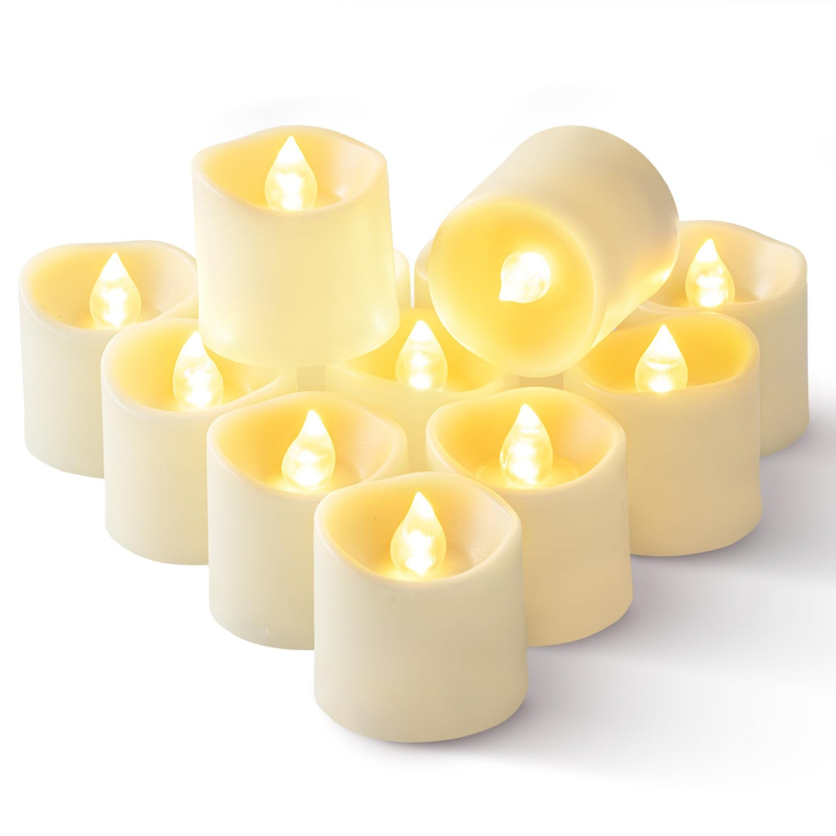 Homemory 12Pack Timer Flameless LED Votive Candles, Long Lasting Battery Operated Tea Light with Timers, 6 Hours On and 18 Hours Off Cycle Automatically for Wedding,Table Decorations (Ivory Base)