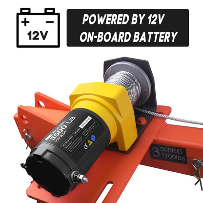 RUGCEL WINCH New 1100lb Folding Truck-Mounted Crane, with Electric Winch 3500 lb 12V, Painted Steel Pickup Truck Jib Cranes 360 Swivel Lift Electric Hoist