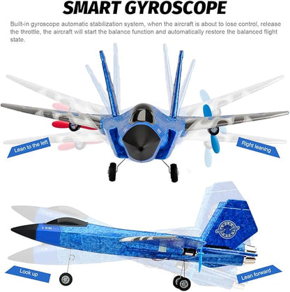 RC Airplane F-35 Lightning II 2 Channel Remote Control Plane with Smart Gyro Easy to Fly Foam Rc Glider Jet Gift for Kids Boys Girls 8-12 Year Old (Blue)