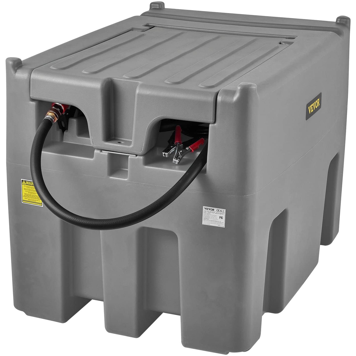 VEVOR Portable Diesel Tank, 116 Gallon Capacity & 10 GPM Flow Rate, Diesel Fuel with 12V Electric Transfer Pump and 13.1ft Rubber Hose, PE Transfer Tank for Easy Fuel Transportation, Gray