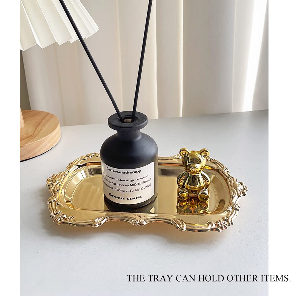 Candle Spinner Spinning Candle Holder with Tray and Bear Accessories, Gold Tea Lights Candle Holder for Table Decoration, Christmas, Valentine's Day, Party Decoration (Carousel)