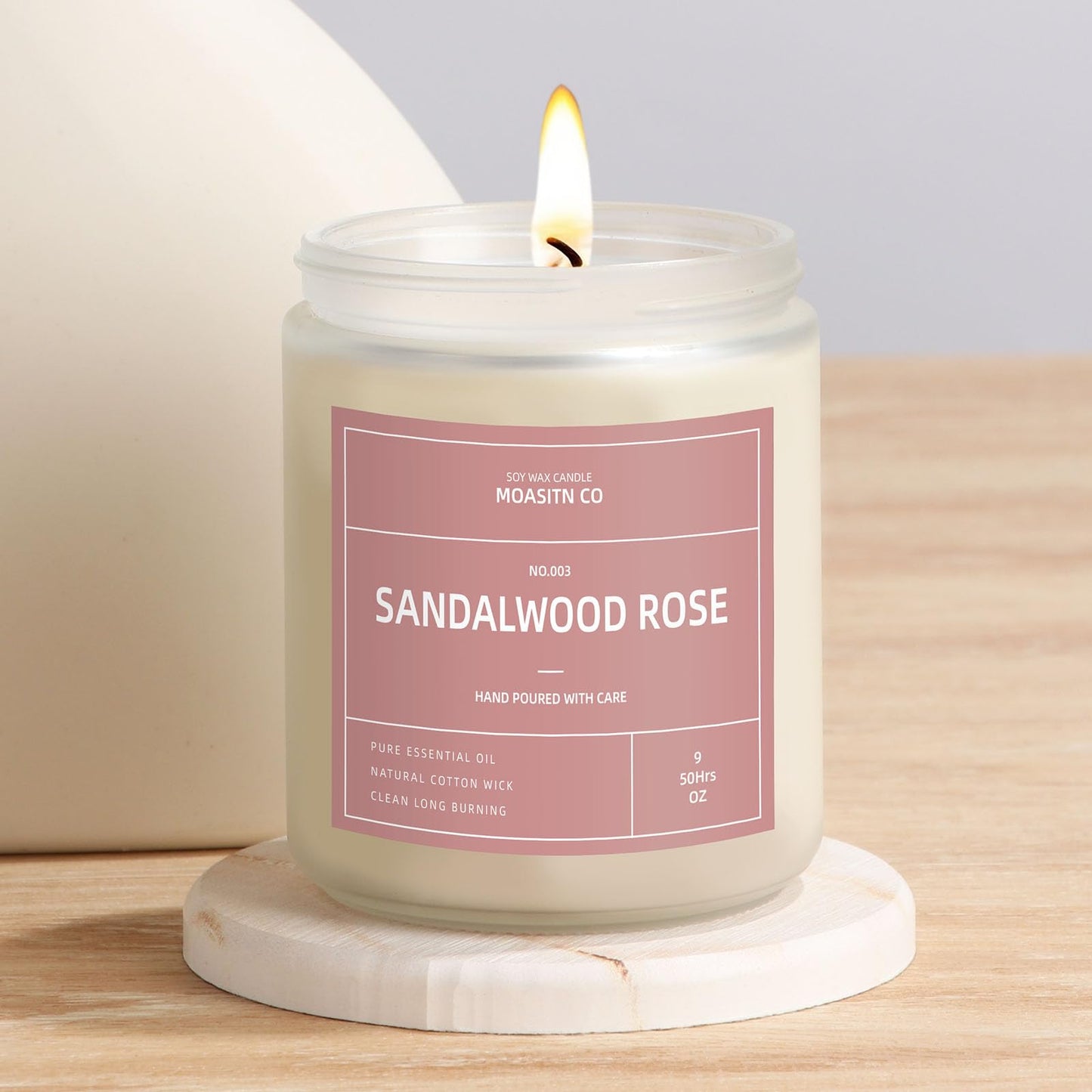Sandalwood Rose Candle for Home Scented| Natural Soy Non Toxic Candles| Long Clean Burning Aromatheraphy Jar Candel| Women,Men Gift for Autumn,Winter, Halloween,Thanksgiving,Relaxing| 9oz