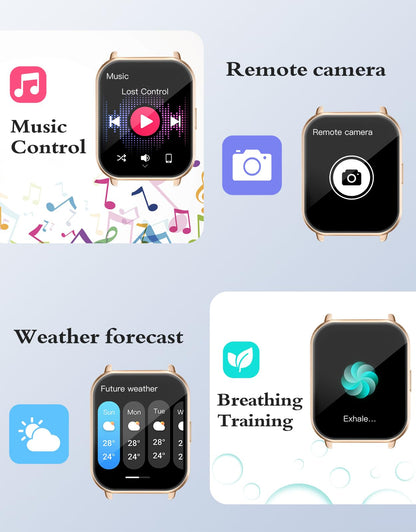 RUIMEN Smart Watches for Women Men (Answer/Make Calls, 2 Bands Included), 1.8" Smartwatch for iOS/Android Phones, Fitness Tracker Heart Rate/Sleep Monitor Digital Watch Waterproof Milky White