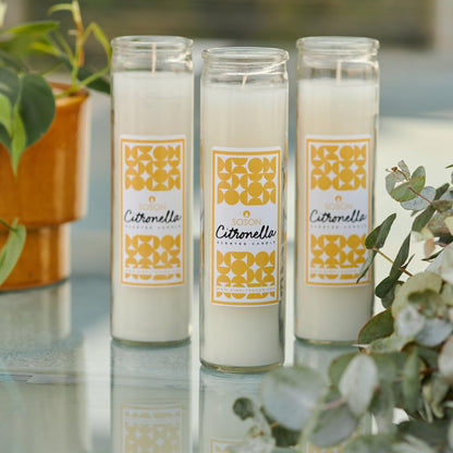 Simply Soson Citronella Candle - Citronella Scented Devotional Glass Jar Candles Ivory - 2x8 inch - 6 Pack - Outside Candles for Garden Yard Balcony, Summer Camping