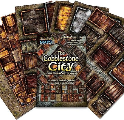 Arcknight The Cobblestone City Roleplaying Battlemaps 16 Modular RPG Maps in 8 Double-Sided Pages 1 Square Grid Modular &amp Versatile Design for Tabletop Gaming - for Dungeons &amp Dragons Pat