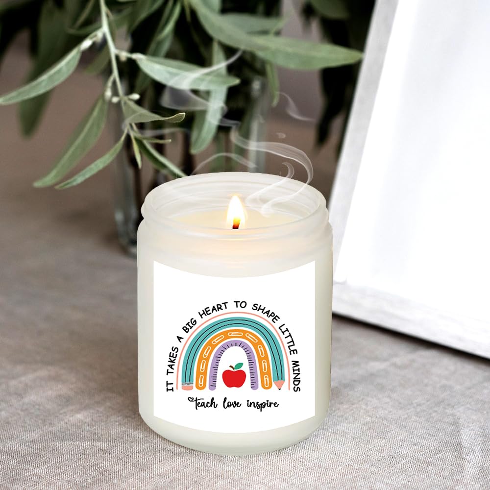 Candle Gift for Teacher Appreciation, Aromatherapy Candle for Women, Novelty for Teacher Appreciation Week, Natural Soy Wax Jar Candle, Unique Thank You Present with Saying, Vanilla Scent