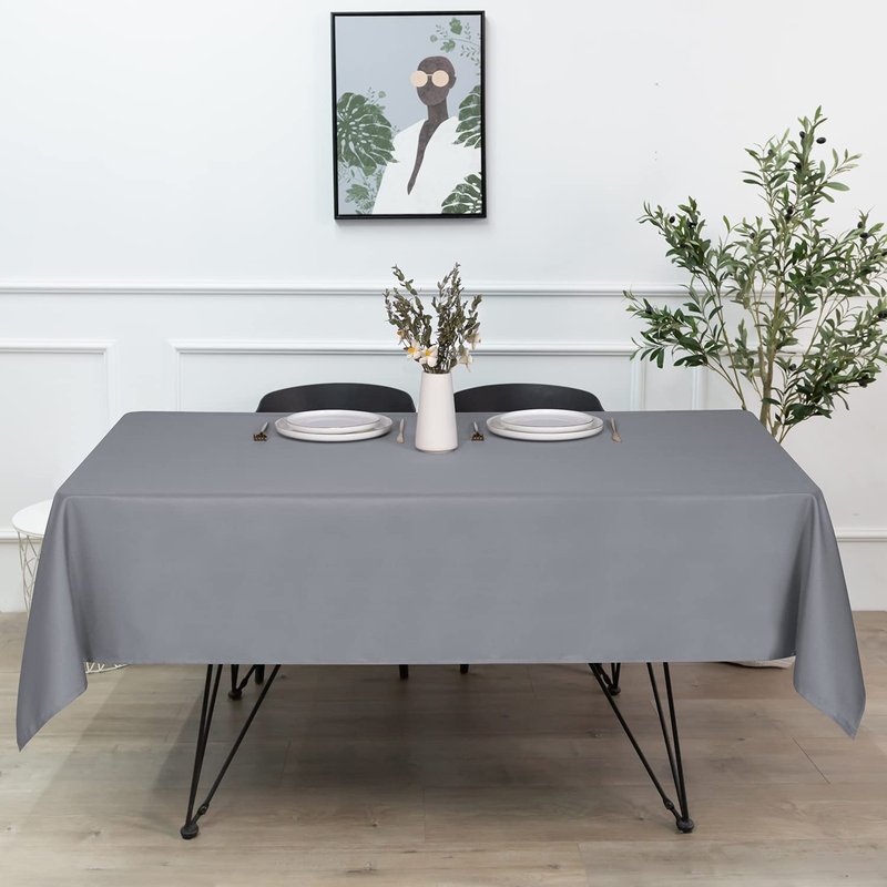 sancua Rectangle Tablecloth - 90 x 156 Inch - Water Resistant Spill Proof Washable Polyester Table Cloth, Decorative Fabric Table Cover for Dining Tables, Buffet Parties and Camping, Light Grey