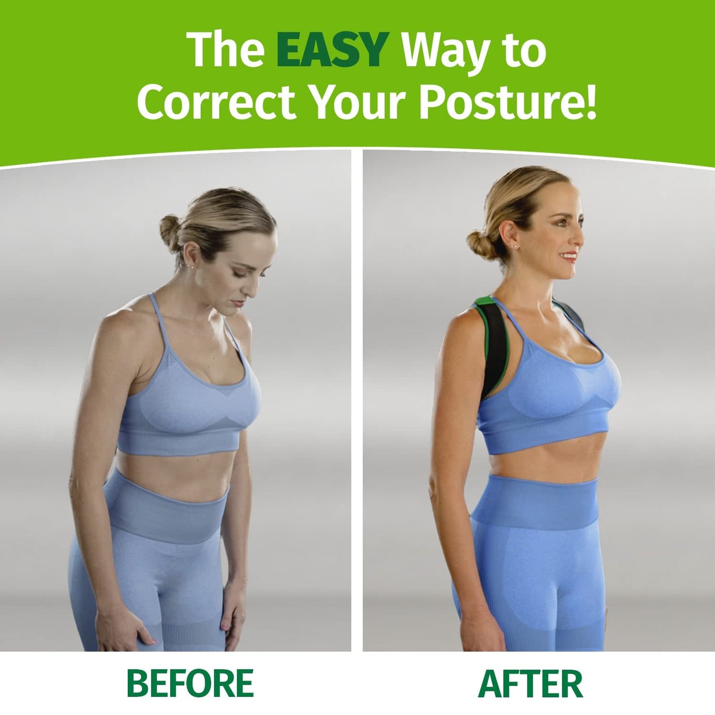 Hempvana Straight 8 Fully Adjustable Lightweight Posture Corrector, AS-SEEN-ON-TV, Helps Relieve Back Strain, Slouching & Text Neck, Moisture-Wicking Hemp Fibers, Eight Points of Support, Unisex