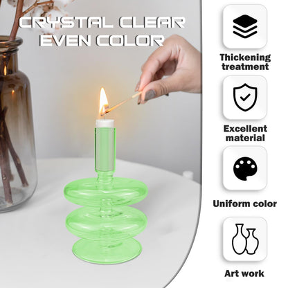 LNQ LUNIQI Clear Taper Candle Holders Glass Candle Stick Holder Modern Candle Holders for Tapered Candlesticks Wedding Reception Centerpieces Christmas（Dark Green）