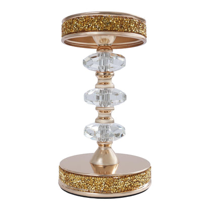 Candle Holder, Crystal Candlesticks Holder Set, Tabletop Pillar Candle Holders for Wedding, Parties, Events, Chirstmas, Home Decor, Table Centerpieces (Gold 02, L)