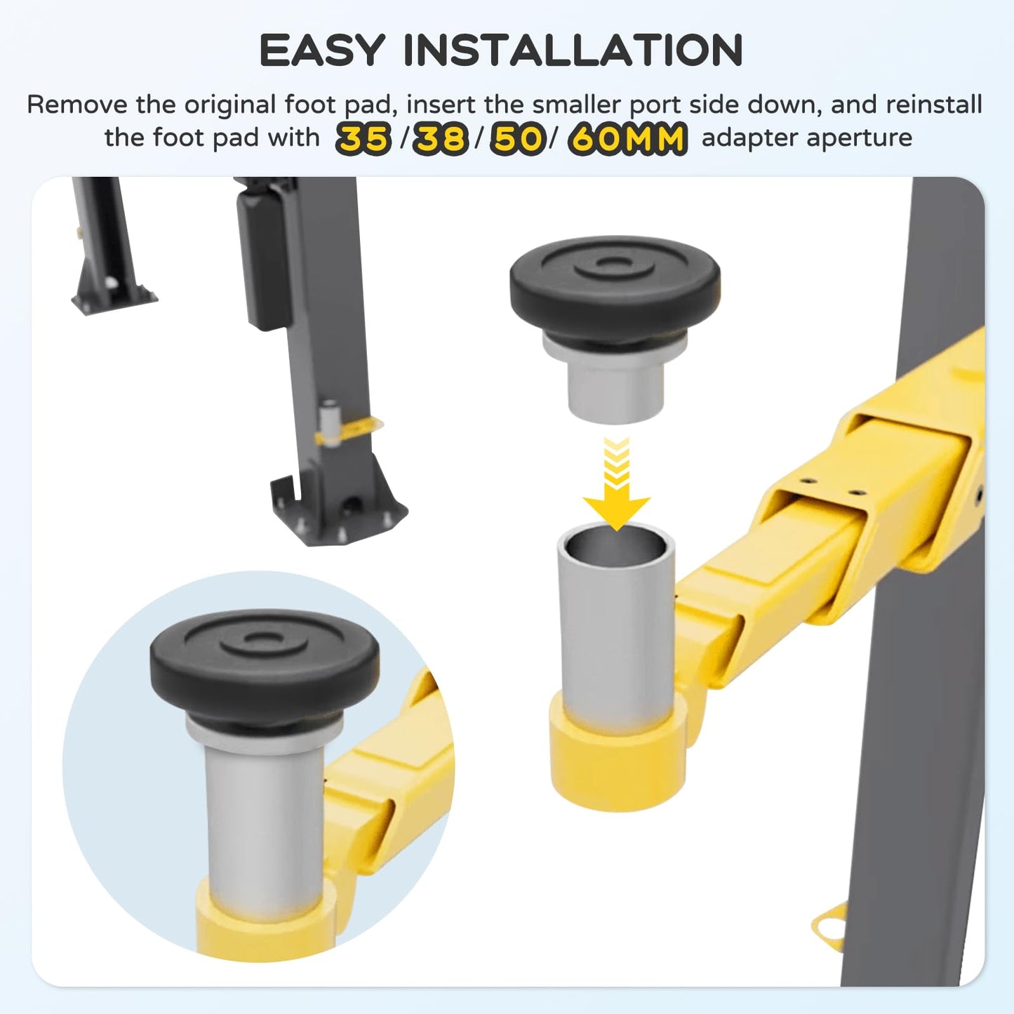 Atesilor 4pcs Upgraded 38mm Lift Adapter with Limit Slot, 6 Inch Extension Stack Truck Adapter for 2 Post Car Lift Bridge Jack