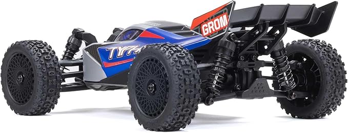 ARRMA RC Car Typhon GROM 4x4 Smart Small Scale Buggy RTR with Battery &amp Charger Blue/Silver ARA2106T1