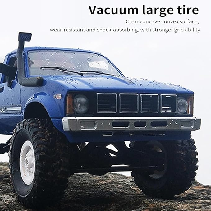 GoolRC RC Truck WPL C24 RC Crawler 1/16 Scale Remote Control Car 4WD All Terrain Off Road Pickup Truck 2.4GHz RC Climbing Car with LED Light 2 Batteries for Adults (Blue)