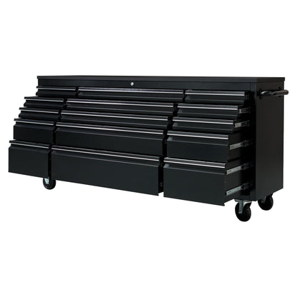 CT Copper Tailor 72-inch Rolling Tool Chest with 15 Drawers and Wheels, Mobile Garage Workbench, Large Tool Box Storage Tool Cabinet with Wood Top for Workshop, Matte Black