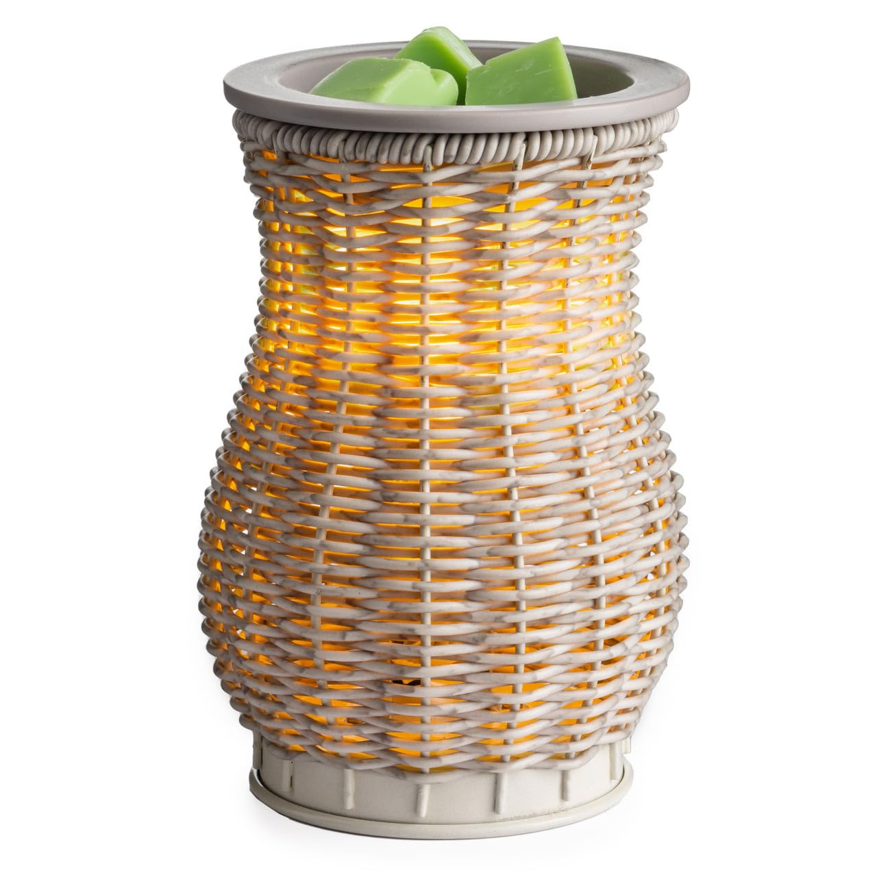 Candle Warmers ETC. Illumination Fragrance Warmer- Light-Up Warmer for Warming Scented Candle Wax Melts and Tarts or to Freshen Room, Graywash Wicker