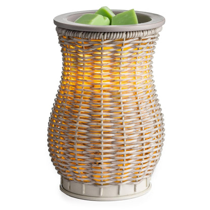Candle Warmers ETC. Illumination Fragrance Warmer- Light-Up Warmer for Warming Scented Candle Wax Melts and Tarts or to Freshen Room, Graywash Wicker