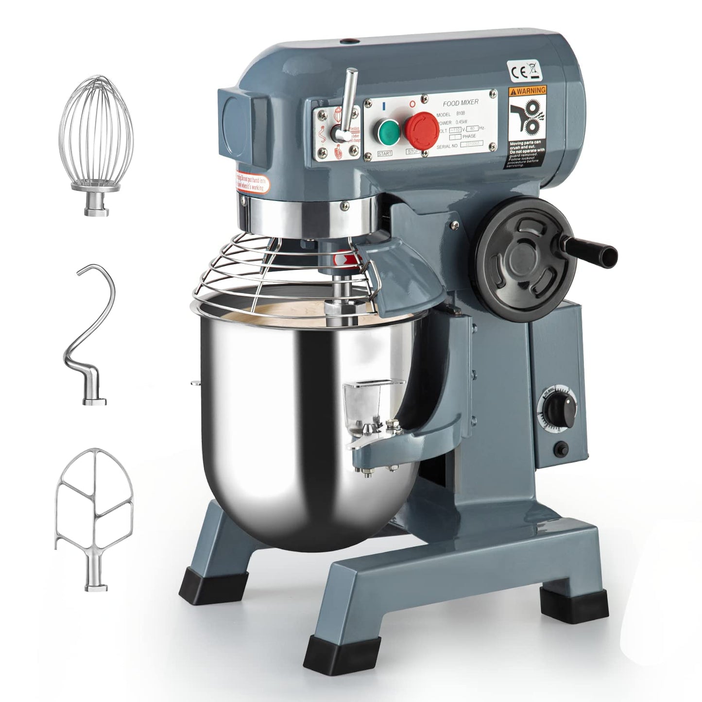 Towallmark 30QT Commercial Food Mixer with Timing Function, 1250W 3 Speeds Adjustable, Stainless Steel Bowl Stand Mixer With Safety Guard, Premium for Schools Bakeries Restaurants Pizzerias