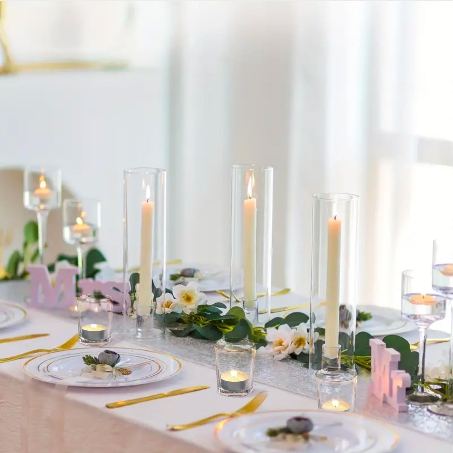 36 Pack Clear Glass Tealight Candle Holders with 36 Tea Light Candles, 4.5-Hour Long Burning Votive Holders for Table Centerpiece, Wedding Decor, Proposal Party & Home Decor