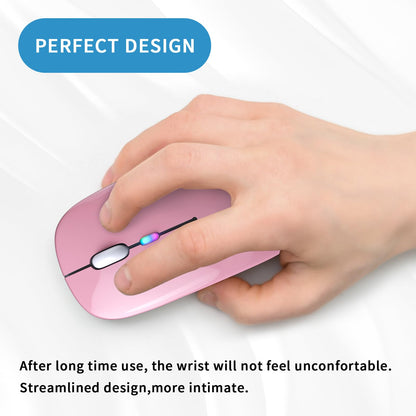 Wireless Bluetooth Mouse, Rechargeable, LED, Silent, Ultra-thin Design (Bluetooth 5.2 and 2.4GHz USB Receiver) | Portable Computer Mouse for Laptops, iPads, MacBooks and Apple Devices (Black)