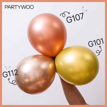 PartyWoo Rose Gold Balloons 50pcs 12 Inch Metallic Chrome Rose Gold Balloons for Wedding Anniversary Sweet 16 Baby Shower Bridal Shower Bridgerton Floral Birthday Party Decorations Rose Gold-G107