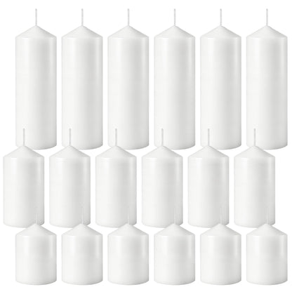 HTTBEIZI Pillar Candles Bulk Set - Unscented, Smokeless, Dripless | 3 Sizes: 2x3, 2x4, 2x6 Inches | Ideal for Weddings, Christmas & Home Decor (18, White)