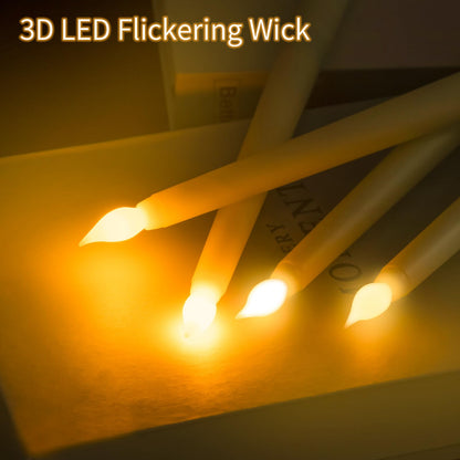 Sequpr 12 Pcs Flameless Taper Candles Flickering with Remote Timer, Battery Operated Taper Candles, 10.63inches Led Candlesticks for Christmas, Thanksgiving, Church, Wedding Decorations(Ivory)