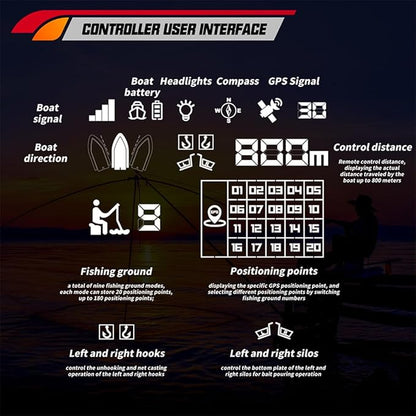 V030 Remote Control Bait Boat 12V 2.4G High-Speed RC Bait Boat with GPS Positioning