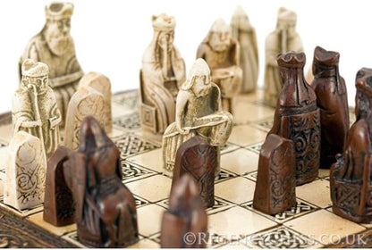 Isle of Lewis Compact Celtic Chess Set 9 Inches