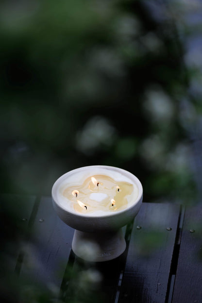 Blueme Spiritual Candle | Palo Santo & Vetiver | 3 Wick - Refillable Wellness Candle with Essential Oils, Hand Finished & Poured Soy Wax Blend Ceramic Vessel, Natural Cotton Wicks | Medium 12 oz