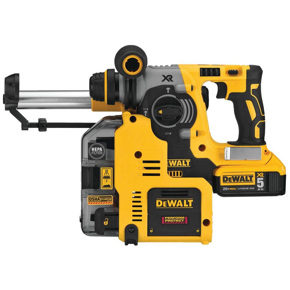 DEWALT 20V MAX XR Rotary Hammer, SDS Plus, L-Shape, On-Board Dust Extractor, 1-Inch (DCH273P2DHO)