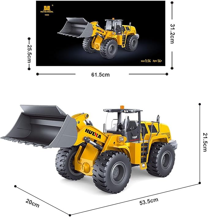 US in Stock 1/14 HUINA Toys 2.4G 10CH Radio Controlled Loader 1583 Electric Lifting System Lights Sound RC Construction Vehicles Assembled Hobby Garde Model for Adult Hobby