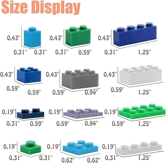 1000 Pieces Classic Building Bricks Classic Stackable Base Plates 3 6.3 x 6.3 Blue Gray and Green Base Plates Compatible with All Major Brands (Natural Colors)