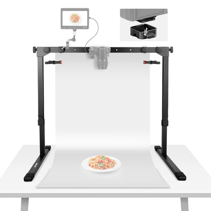 NEEWER Overhead Camera Mount Rig for Top Down Shot with 1s Quick Switch Lock Arca Type QR Plate, Heavy Duty Tabletop Multi Device Stand for Cooking Drawing Crafts Stream, Desk Width≥32"/80cm, ST200
