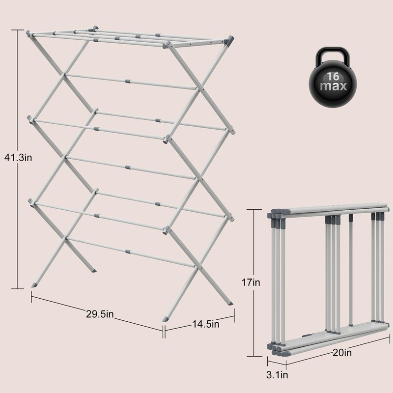 SsngygHme Drying Rack for Laundry, Foldable Clothes Drying Rack, Small Collapsible Dry Rack for Clothes, Use for Indoor & Outdoor Drying Clothes, 40"x29"x14.5"(White)