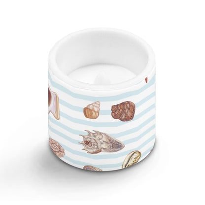 Cozeyat Sea Shell Flameless Candles 4 Pack Battery Operated LED Pillar Candles with Remote Control Timer Waterproof for Indoor Outdoor Beach