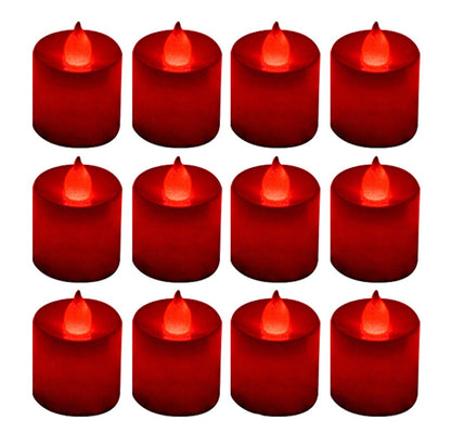 LANKER 12 Pack Red Flameless Led Tea Lights Candles, Flickering Long Lasting Battery Operated Electronic Fake Candles, Decorations for Wedding, Halloween and Festival Celebration (Red)
