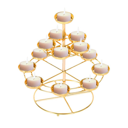 MIXIKE 1PC 3 Layer 14 Lamp Home Table Centerpieces Butter Lamp Desk Ornament Candle Holder Butter Lamp Candle Holder