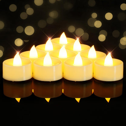 BEICHI Flameless Candles, 50 Pack Tea Lights Battery Operated, No Flickering Votive Candles LED Tea Lights for Halloween Christmas Wedding Home- Warm White, Ivory Base