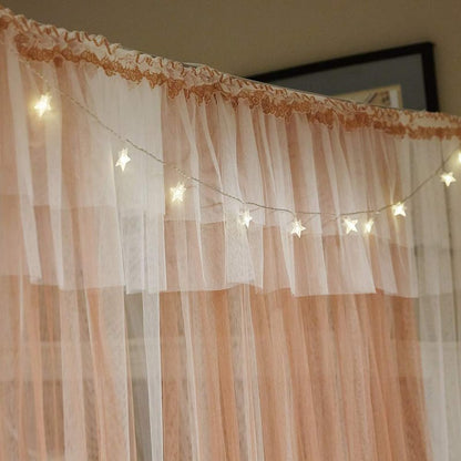 Joyreap Luxury 4 Corners Post Canopy Bed Curtains - Coral & White Cozy Drape Netting - Cute Princess Style Bedroom Decoration Accessories(Reddish Brown,86" W x 78" L, King)