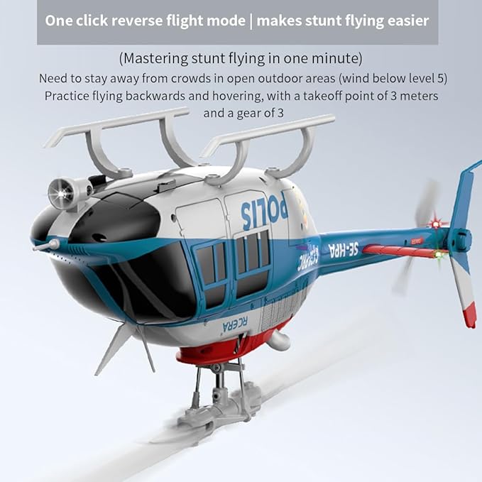 RC ERA 1/33 Scale C138 Pro Bell 206 RC Helicopter 2.4G 6CH 6-Axis Gyro Flybarless Heli with Optical Flow Upside Down 3D Rolling One-Key Takeoff(2 Battery)