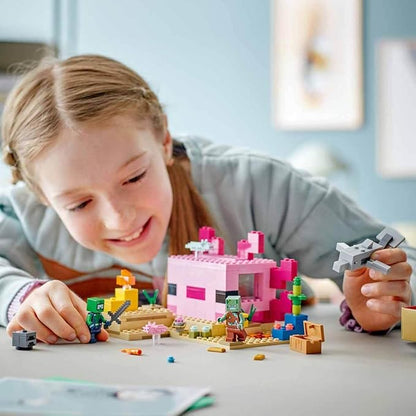 Lego Minecraft The Axolotl House 21247 Building Toy Set Creative Adventures at a Colorful Underwater Base Includes a Diver Explorer Dolphin Drowned and More Minecraft Toy for 7 Year Old Kids