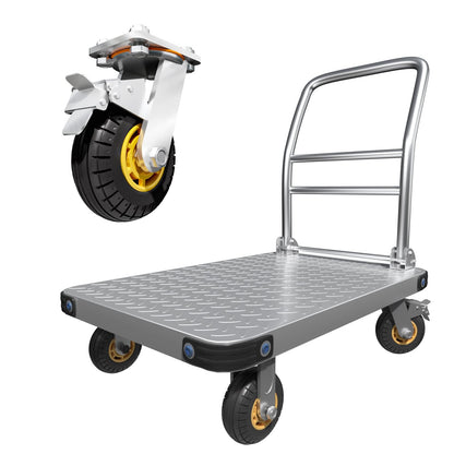 Lomive Heavy Duty Platform Truck Flat Moving Cart Hand Trucks, 1500Lbs Steel Push Cart Dolly, 30 x 19in Large Flatbed with 4'' 360 Degree Swivel Wheels for Easy Storage