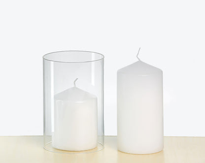 CYS EXCEL 6 PCS (H:6" D:4") Open Ended Clear Glass Hurricane Candleholder Tube Lamp Shade Open Flame Candlestick Holder Chimney Tube Cover Bottomless Cylinder