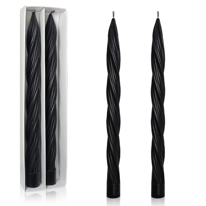 Handmade Unscented Long Spiral Taper Candle Black 10 Inch Smokeless Tall Twisted Candlesticks Elegant Design for Home Weddings Festive Seasons Décor