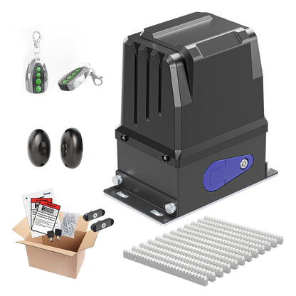 TOPENS RK2500T Automatic Sliding Gate Opener Rack Drive Electric Gate Motor for Heavy Driveway Slide Gates Up to 5700 Pounds Security Gate Operator AC Powered with Gear Rack and Remote Control