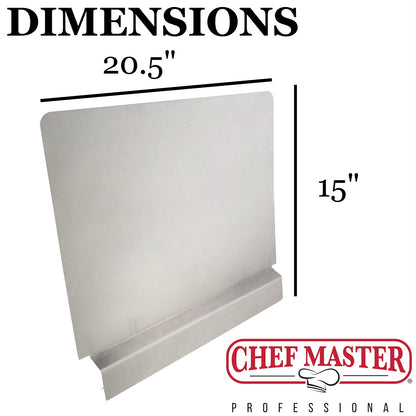 Chef Master Fryer Splash Guard (2-Pack) - 20.5 x 15 Inch, Stops Oil Splattering - Universal Fit 18-Gauge Stainless Steel Splatter Screen - Commercial Deep Fryer Protection - Oil Splatter Guard (90059)