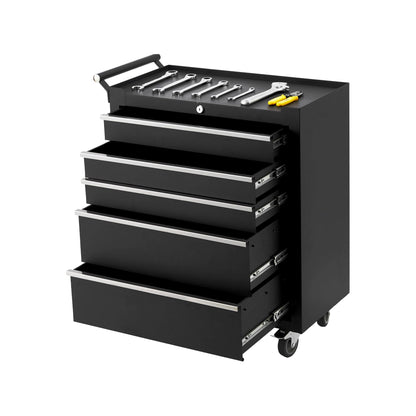 EliteEdge 24 Inch 6-Drawer Rolling Tool Chest, Heavy Duty 16-Gauge Steel Tool Cabinet with 4 Locking Casters & Central Lock, Ball Bearing Drawers for Garage Workshop Organization