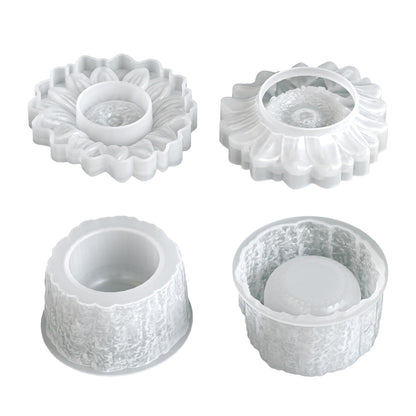 Sunflower Box Cylinder Candle & Resin Mold - Resin Casting Silicone Molds for Home Decor & Candle Making Wave Spiral Mold