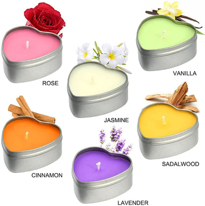 DEYBBY Large Heart Shaped Scented Tea Lights Candles, Smokeless Soywax —6 Hours Long Burning Lavender Purple Aromatherapy Candles for Relaxation, Spa and Bath (Pack of 6)