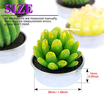 Swpeet 12Pcs Decorative Succulent Cactus Tealight Candles Kit, Cute Smokeless Succulent Plants Perfect for Candles Festival Wedding Props and House-Warming Party (N0.6-Candle)